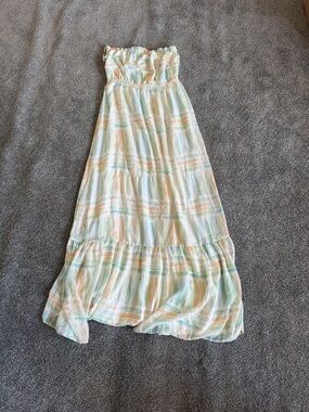 Quiksilver Pastel Stripe Strapless Maxi in Mint, Peach, Cream
